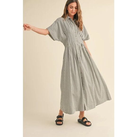New Anthropologie The Tobie Button-Front Pleated Shirt Dress by Exquise Size Xs - Picture 4 of 12